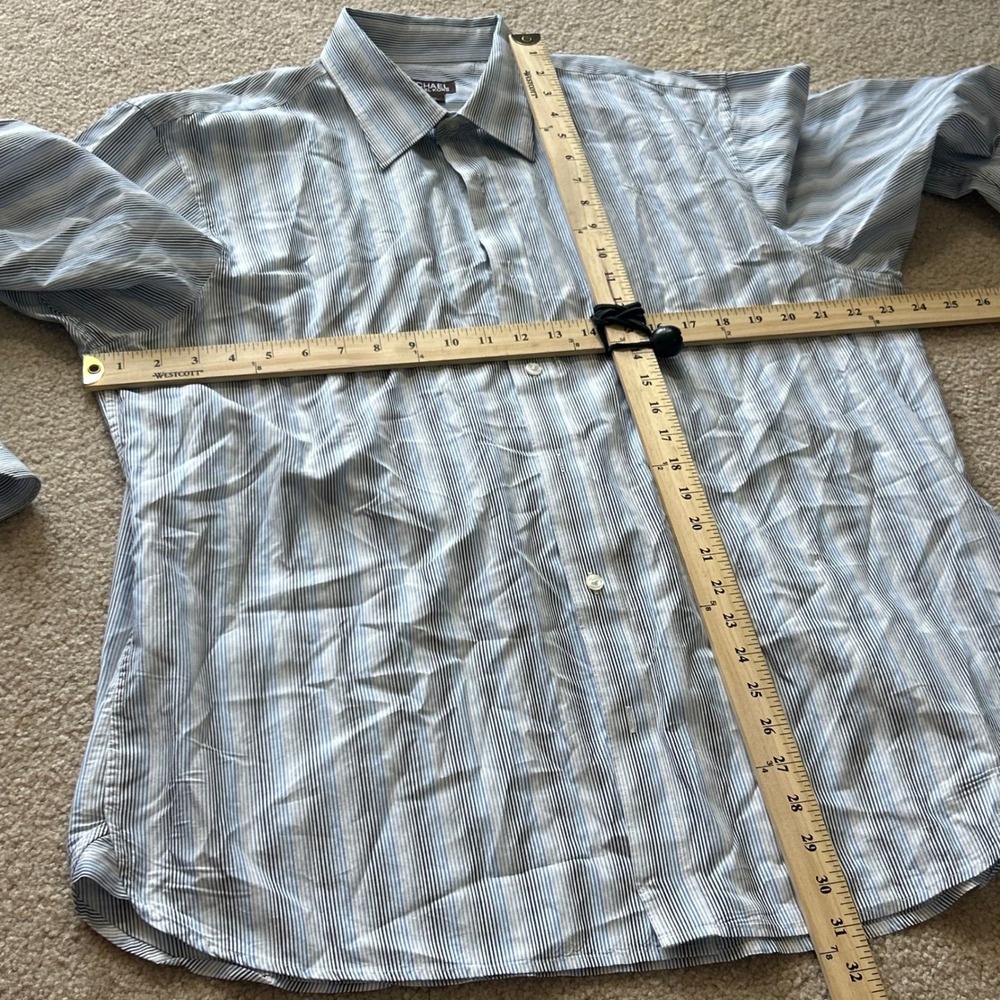 MICHAEL KORS Mens XL Striped Dress Shirt Long Sleeve Cotton Button Down - Picture 8 of 9